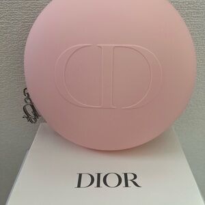 CHRISTIAN DIOR ROUND POUCH SILICONE PINK CD Logo NIB GWP